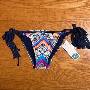 Rip Curl Women's Folk Fever Tie Side Bikini Swim Bottoms Blue women’s Large